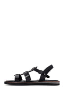 Women's Black Ankle Strap Leather Comfort Sandals | Derimod