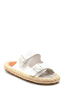 Women's White Wicker Espadrille Slippers | Derimod