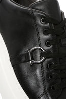 Men's Black Lace-up Thick-Sole Leather Sneaker | Derimod