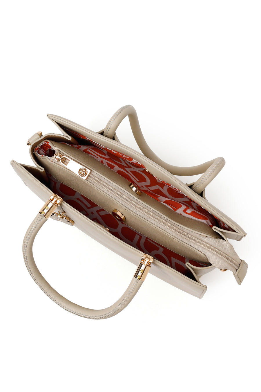 Woman Beige Long-Strap Shoulder Bag