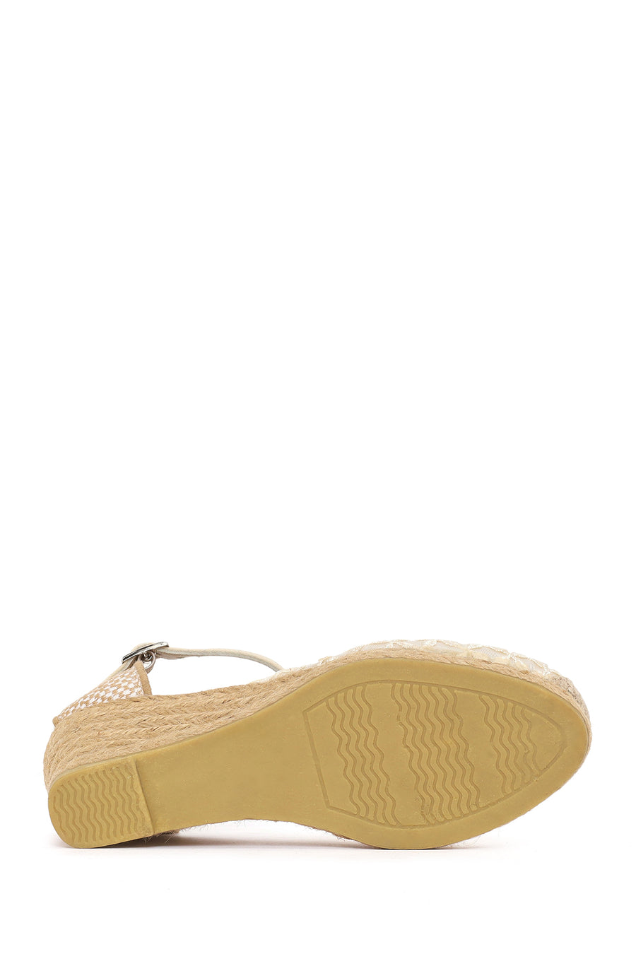 Women's Cream-Colored Ankle Buckle Platform Espadrilles