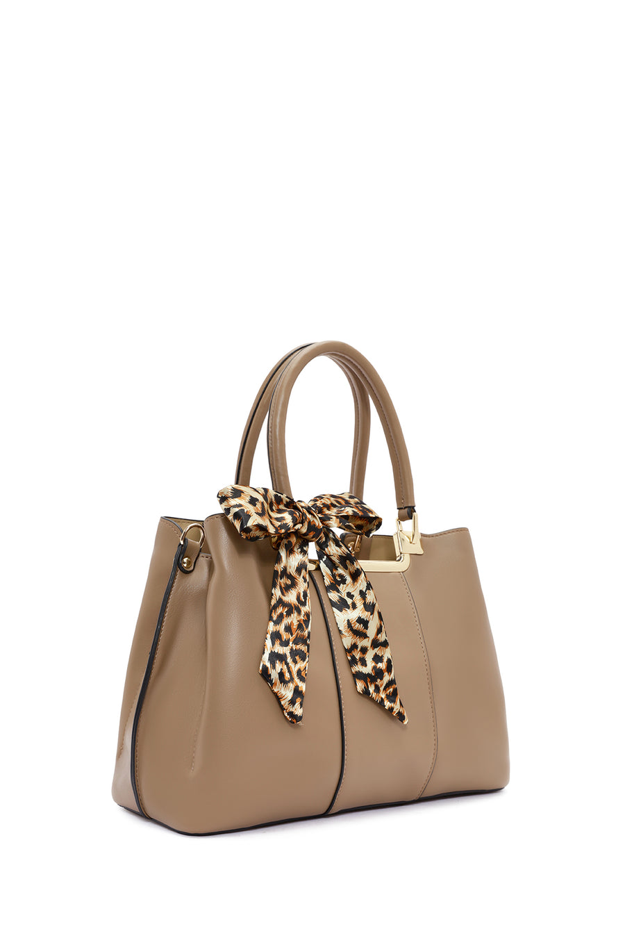 Women's Beige Long Strap Handbag with Accessory Detail