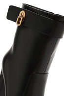 Women's Black Zipper Heeled Leather Boots | Derimod