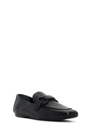 Women's Black Leather Masculine Loafer | Derimod