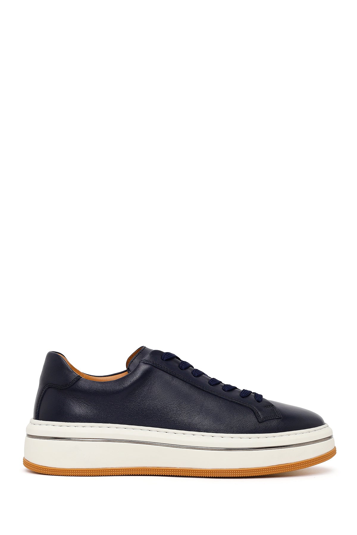 Men's Navy Blue Lace-up Thick-Sole Leather Sneaker 26SFD640218 | Derimod