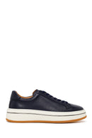 Men's Navy Blue Lace-up Thick-Sole Leather Sneaker | Derimod
