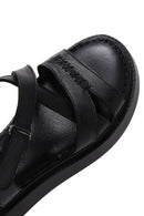 Women's Black Leather Comfort Sandals | Derimod