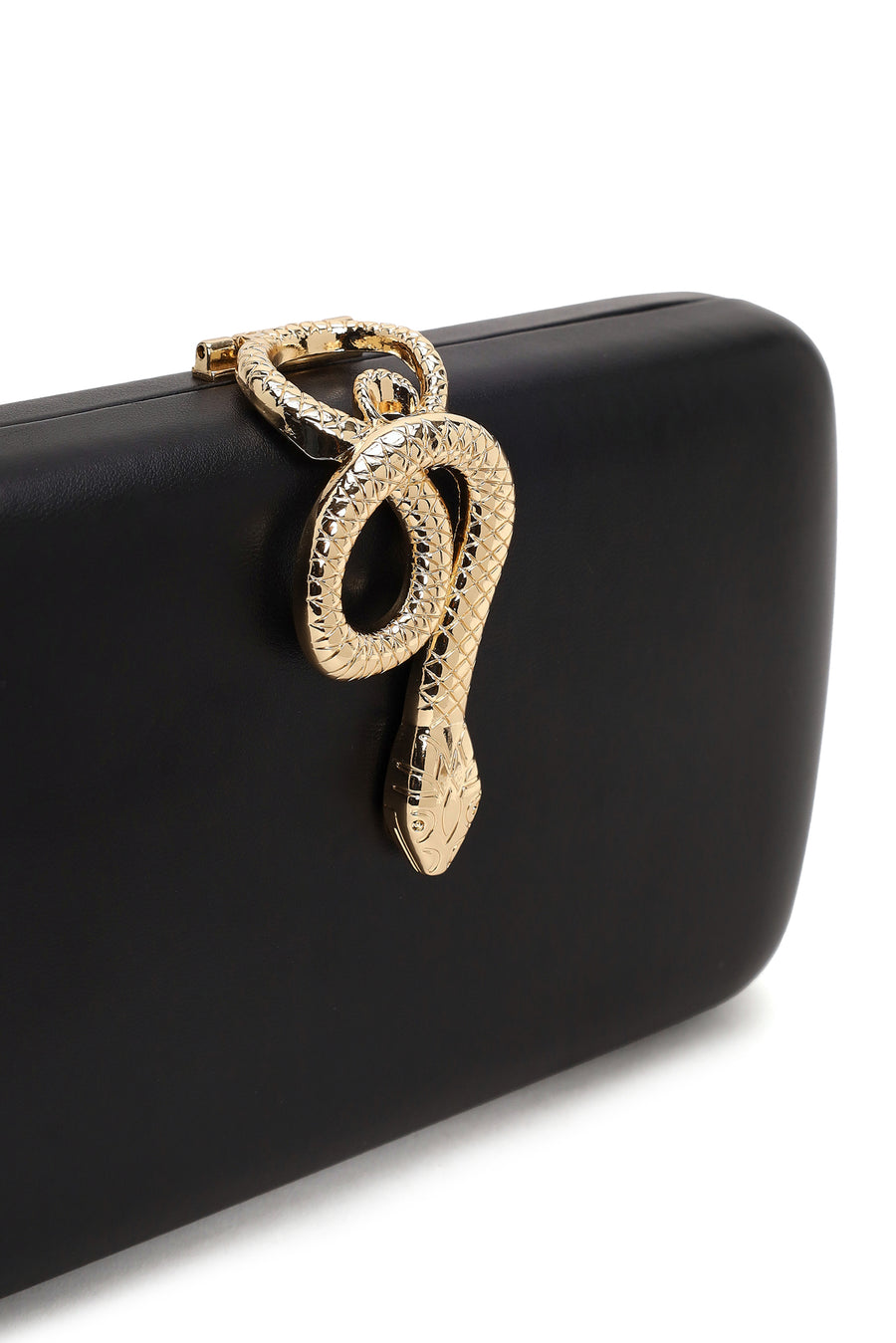 Woman Black Accessory-Detail Long Chain-Strap Mini Evening Clutch Bag