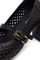 Women's Black Buckle Leather Ballerinas | Derimod