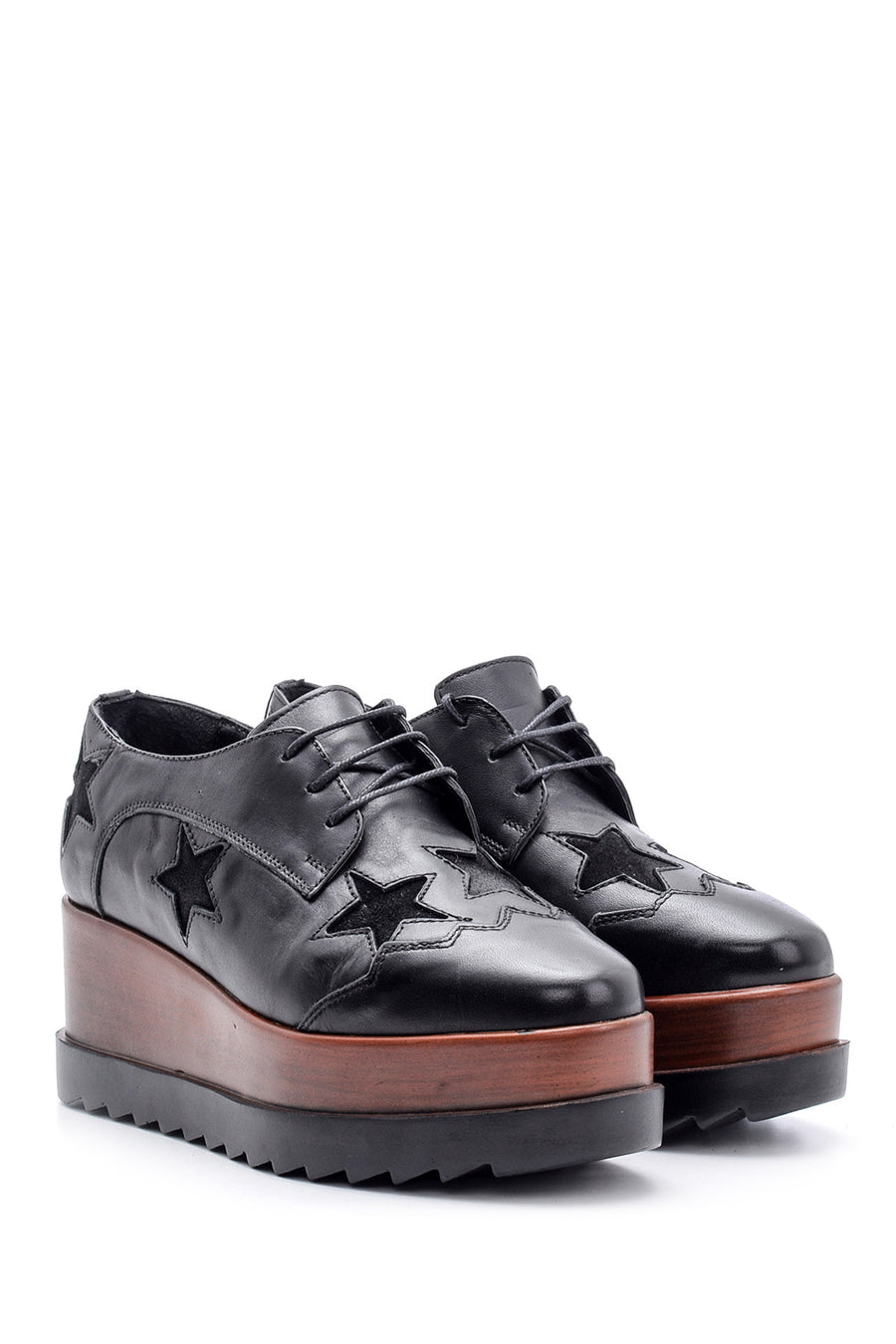 Women's Star Patterned Wedge Heeled Shoes