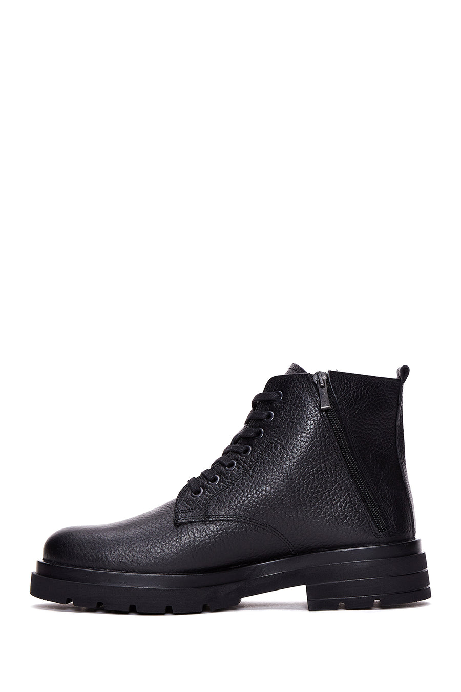 Men's Black Leather Casual Zipper Boots