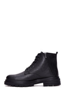 Men's Black Leather Casual Zipper Boots | Derimod