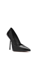 Women's Black High Thin Heel Leather Stiletto | Derimod