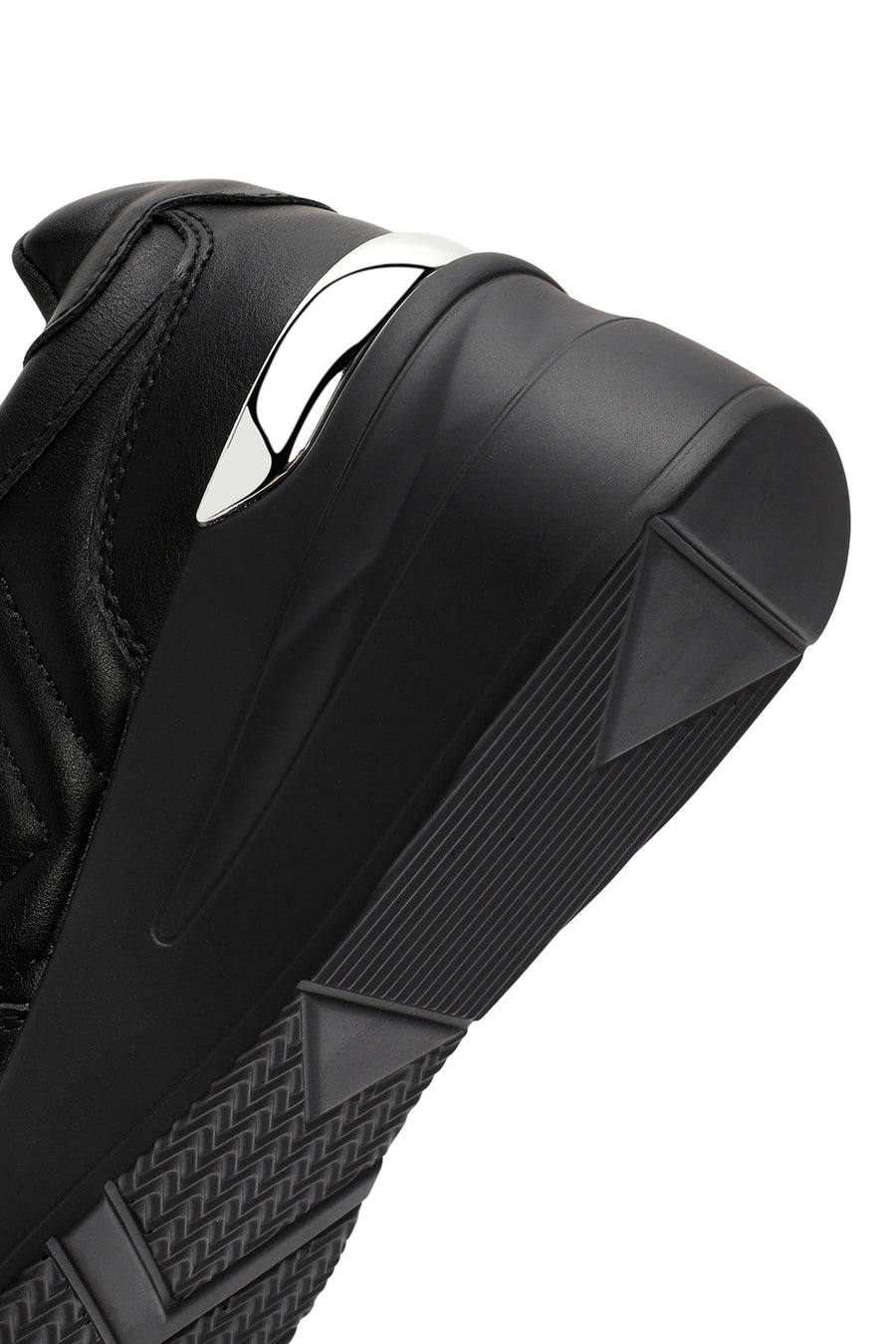 Kadın Siyah Bağcıklı Dolgu Topuklu Deri Sneaker