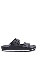 Men's Leather Double Buckle Slippers | Derimod