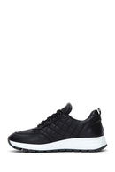 Women's Black Leather Quilted Sneaker | Derimod