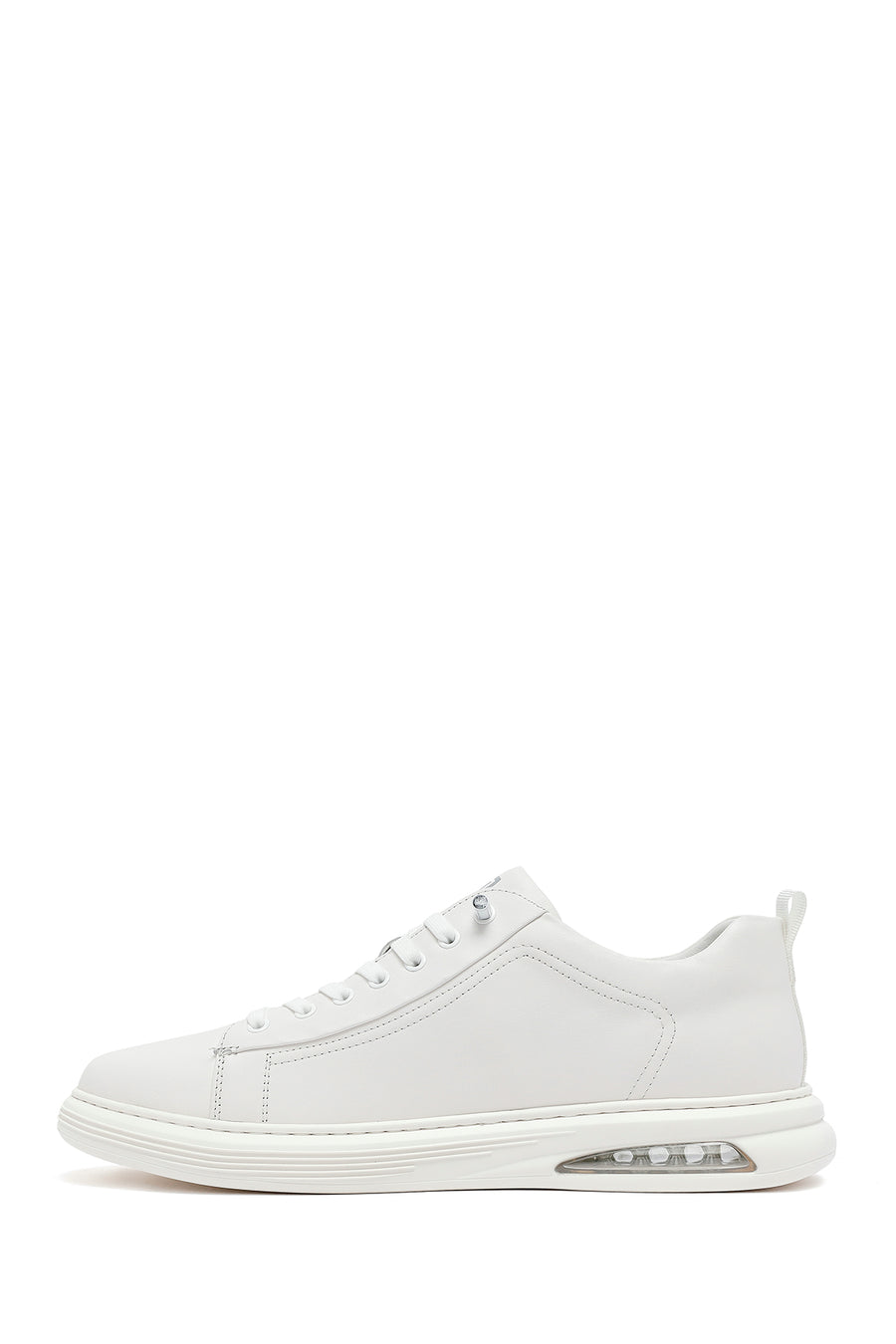 Male White Lace-Up Leather Sneaker