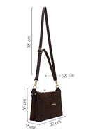 Woman Brown Printed Long-Strap Suede Shoulder Bag | Derimod