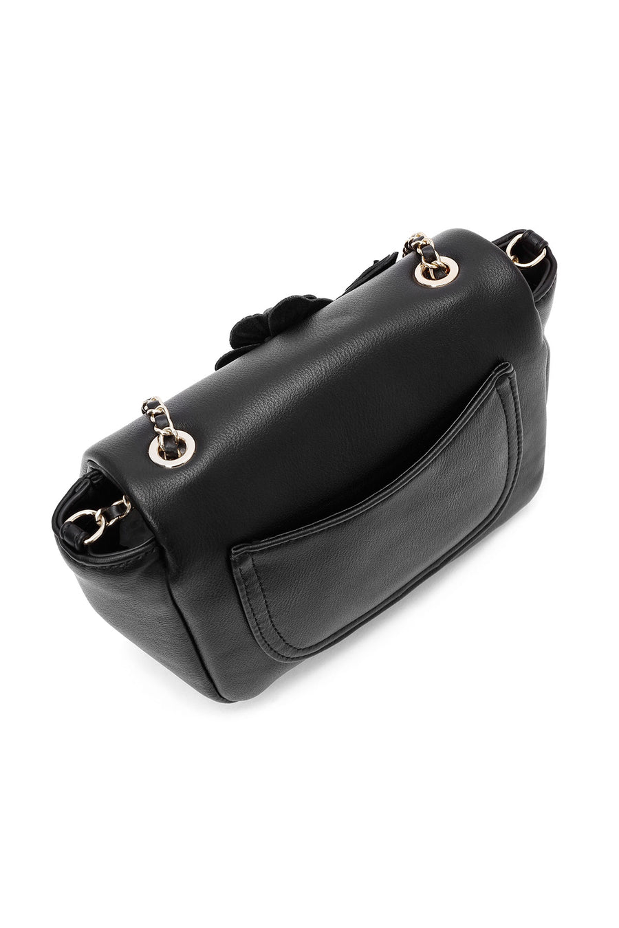Women's Black Chain Strap Floral Detailed Mini Shoulder Bag