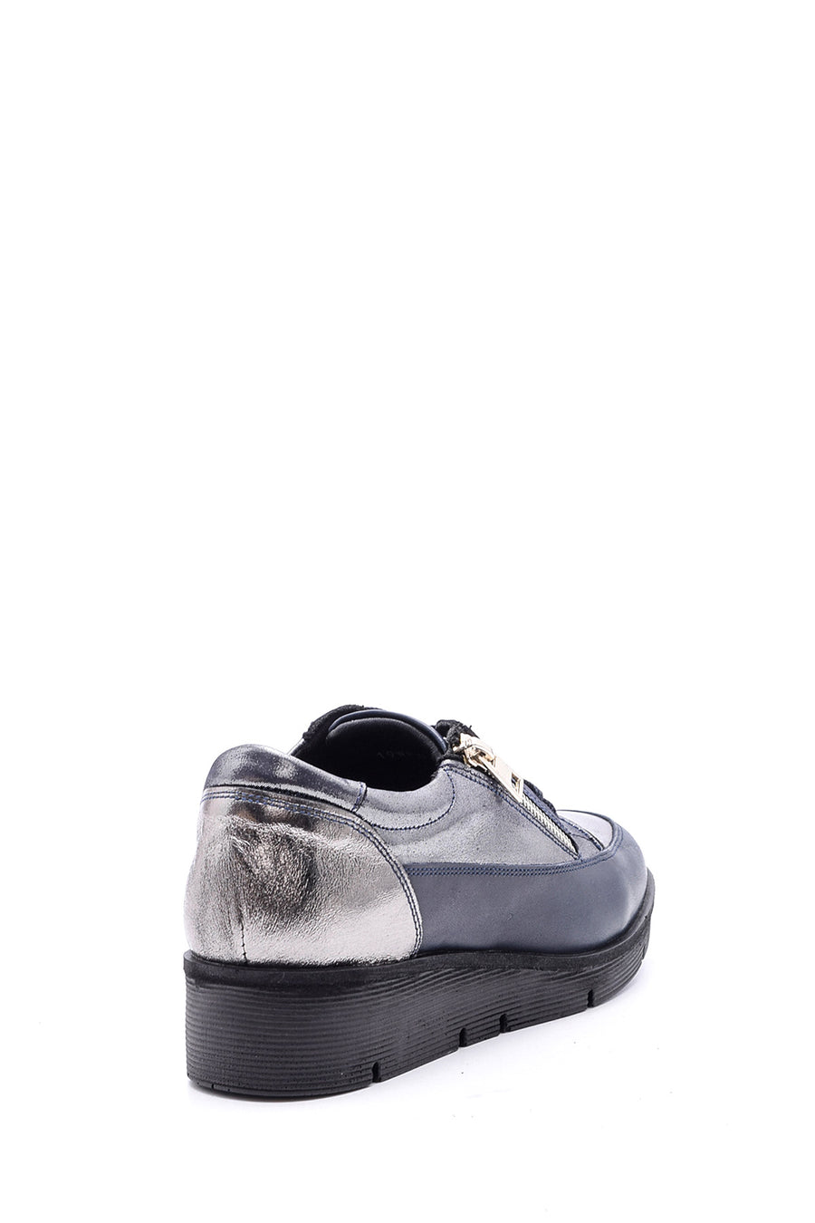 Women's Zipper Detailed Leather Sports Shoes