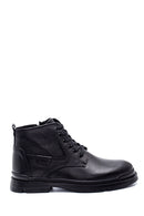 Men's Black Leather Zippered Casual Boots | Derimod