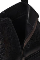 Male Black Lace-up Zip Closure Leather Casual Boots | Derimod
