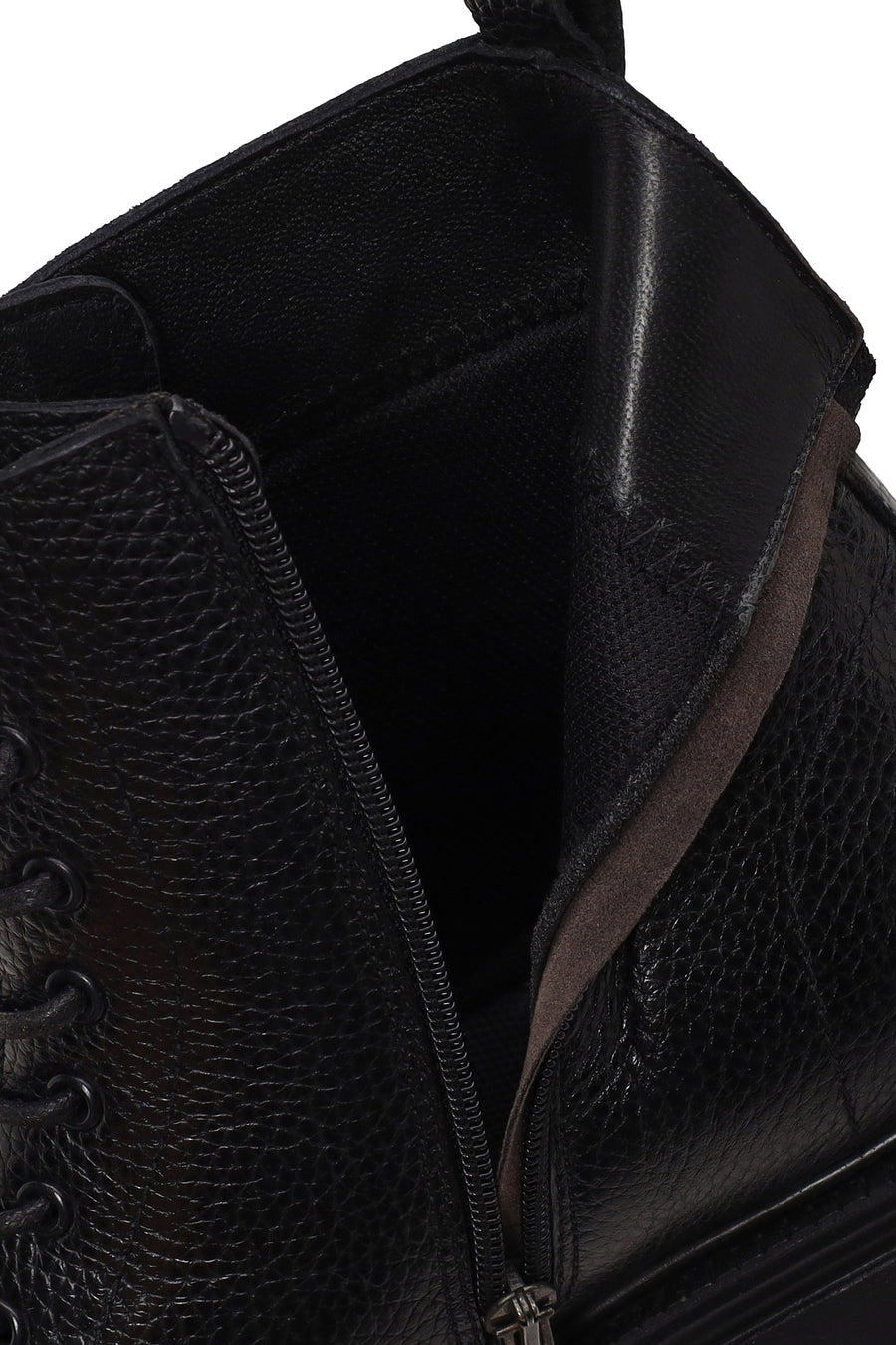 Male Black Lace-up Zip Closure Leather Casual Boots