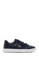 Men's Navy Blue Lace-Up Leather Sneaker | Derimod