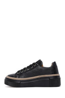 Women's Black Lace-up Thick-Sole Leather Sneaker | Derimod