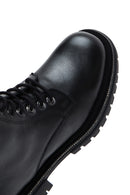 Women's Black Leather Zippered Boots | Derimod
