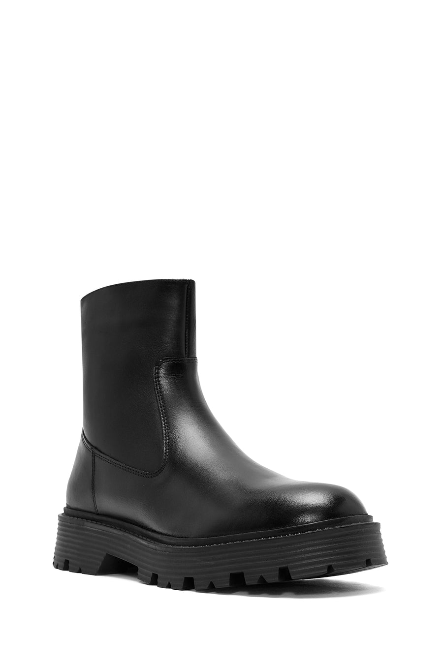 Men's Black Zippered Leather Casual Boots