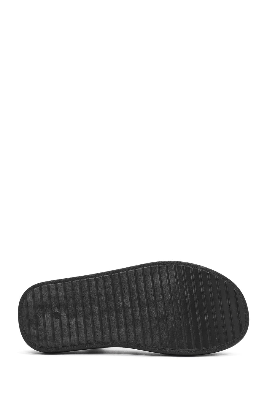 Women's Black Ankle Buckle Thick Soled Leather Sandals