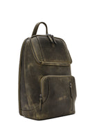 Men's Khaki Leather Backpack | Derimod