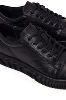 Erkek Siyah Bağcıklı Deri Sneaker | Derimod