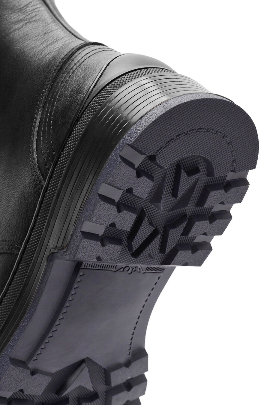 Men's Black Zippered Leather Combat Boots
