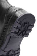 Men's Black Zippered Leather Combat Boots | Derimod