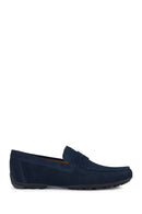 Geox Men's Navy Blue Kosmopolis + Grip Suede Leather Casual Loafer | Derimod