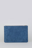 Navy Blue-Grey Suede Women's Leather Portfolio | Derimod