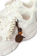 Women's White Lace-Up Chunky Sole Charm Sneakers | Derimod