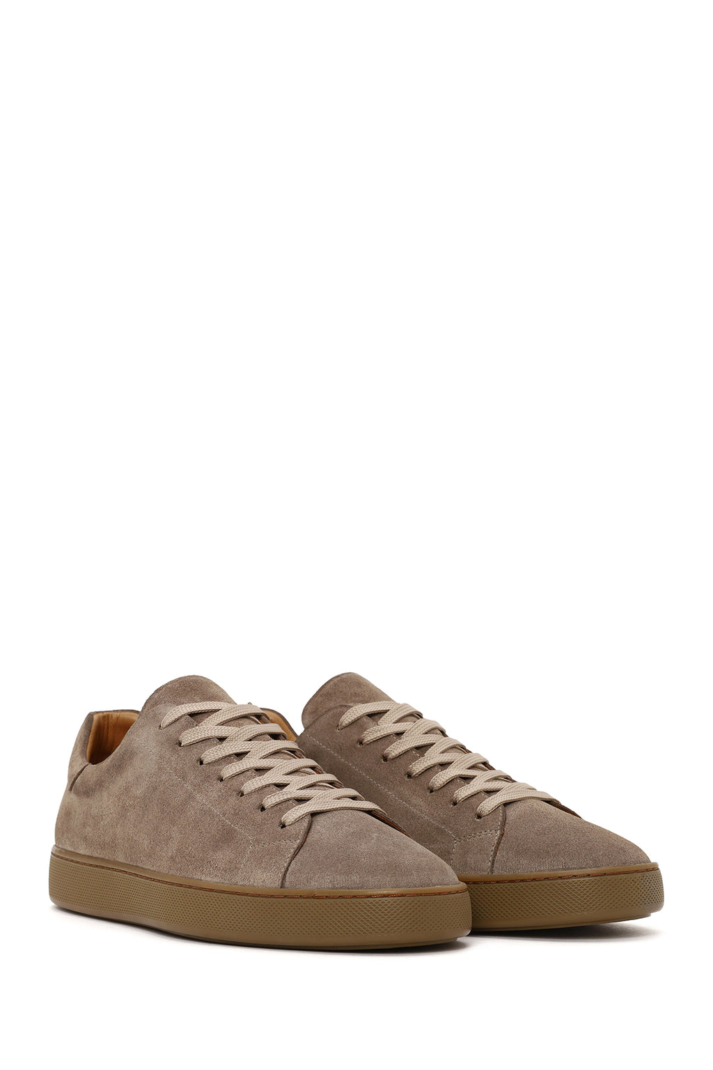 Erkek Bej Bağcıklı Süet Deri Sneaker