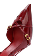 Women's Red Slingback Thin Heel Leather Shoes | Derimod