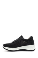 Women's Black Lace-up Thick-Sole Leather Sneaker | Derimod