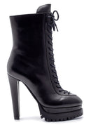 Women's Leather Lace-Up Heeled Boots | Derimod