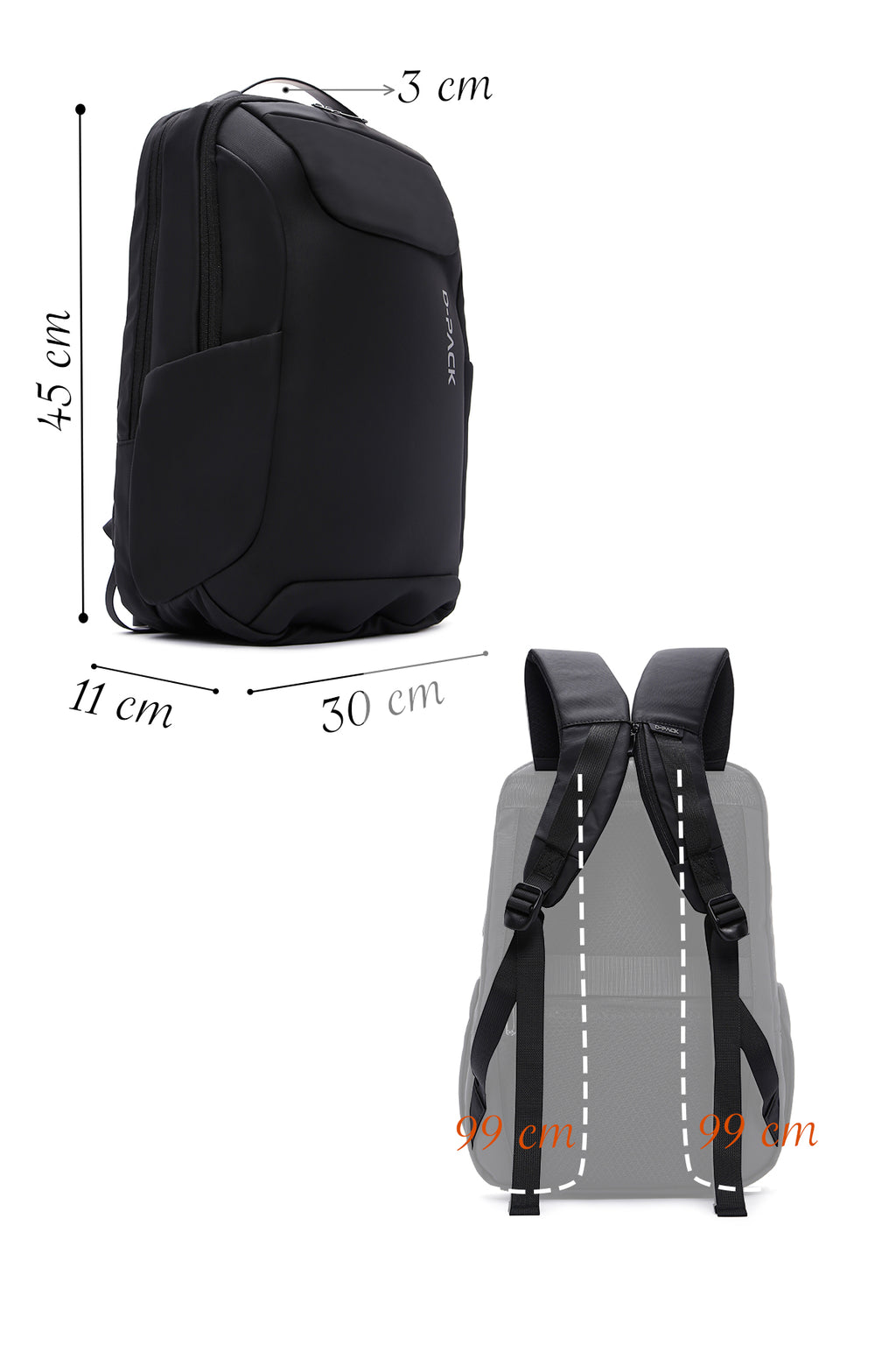 D-Pack Unisex Siyah Teknolojik Kumaş Hardcase Sırt Çantası