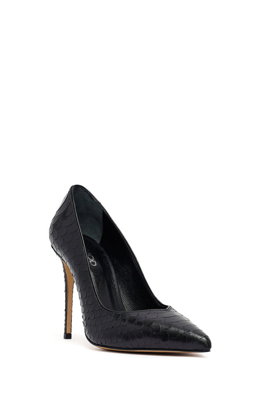 Women's Black Patterned High Thin Heel Leather Stiletto