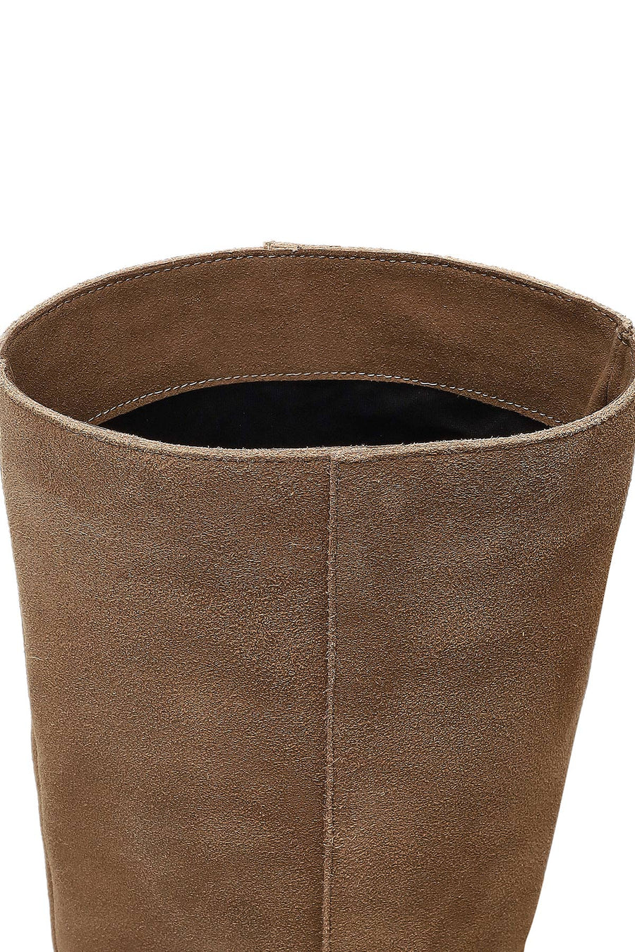 Women's Beige Thin Heeled Suede Leather Boot