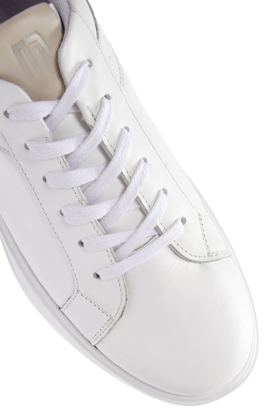 Men's White Lace-Up Leather Sneaker