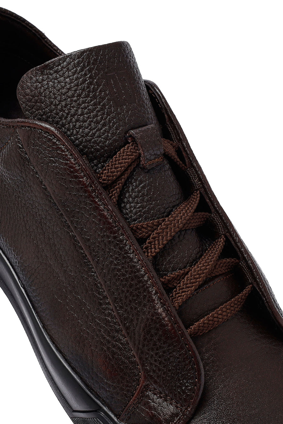 Men's Brown Lace-Up Leather Sneakers