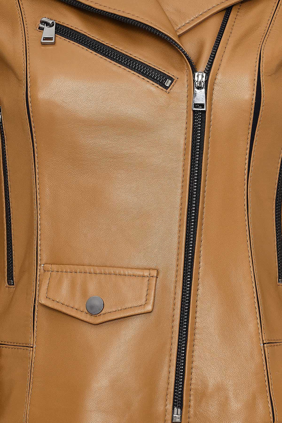 Bella Women Camel Biker Short Leather Jacket