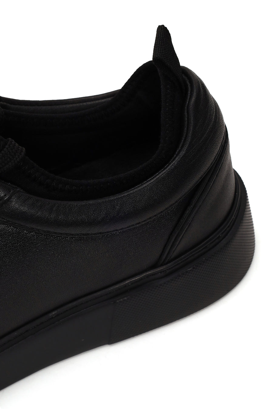 Erkek Siyah Bağcıklı Deri Sneaker